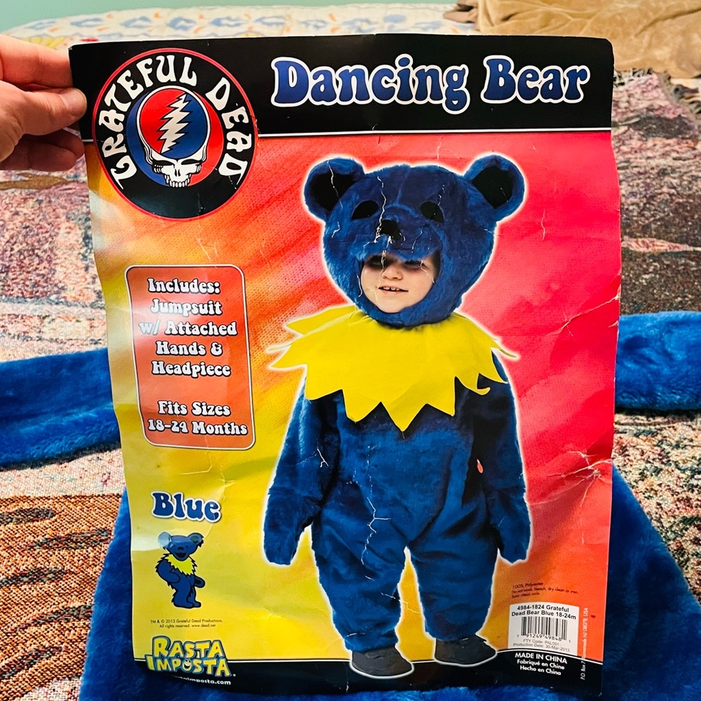 Grateful Dead Halloween Costume Orange Dancing Bear Toddler Sz 18-24 Months Band